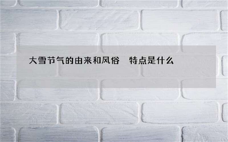 大雪节气的由来和风俗 特点是什么